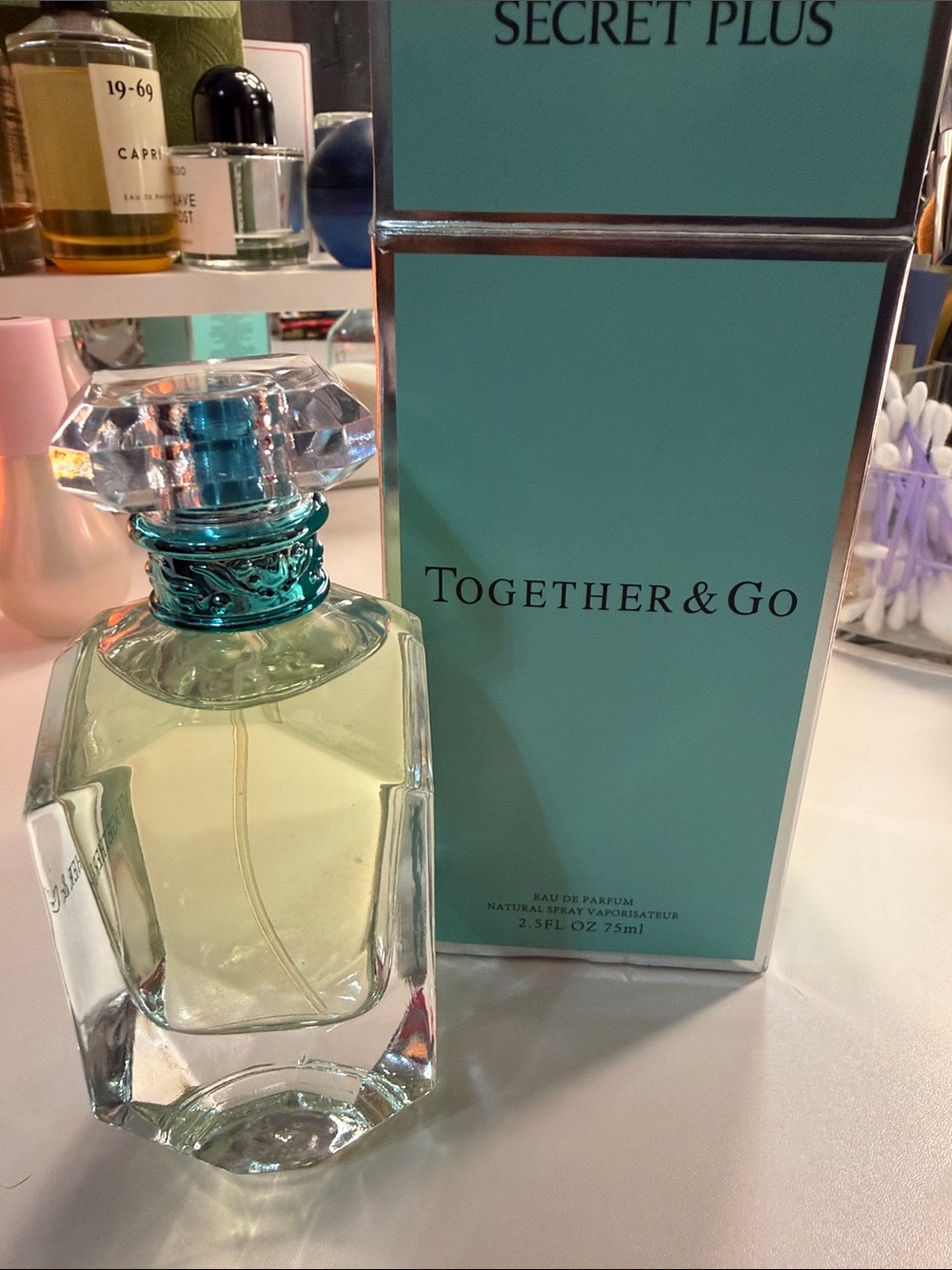 Together & Go Women’s Eau de Parfum — Teal Bottle with Clear Faceted Cap